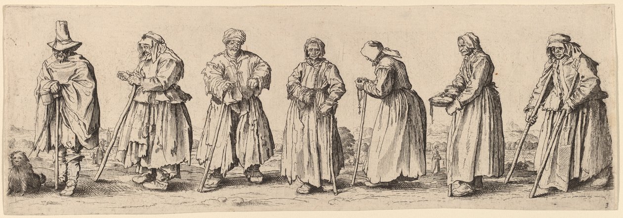 Mendiants hommes et femmes - Wenceslaus Hollar after Jacques Callot