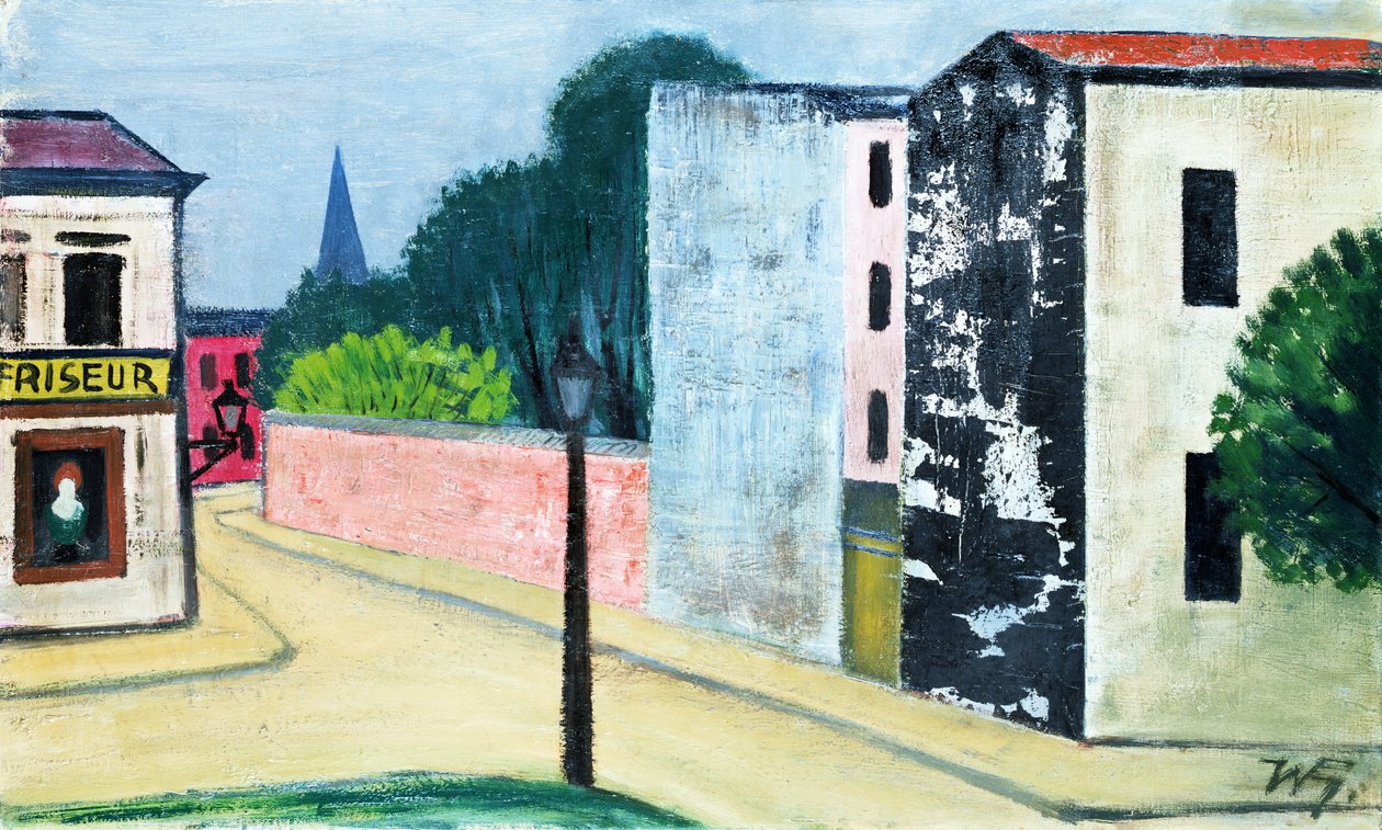 Rue avec salon de coiffure (mixed media) - Werner Heldt