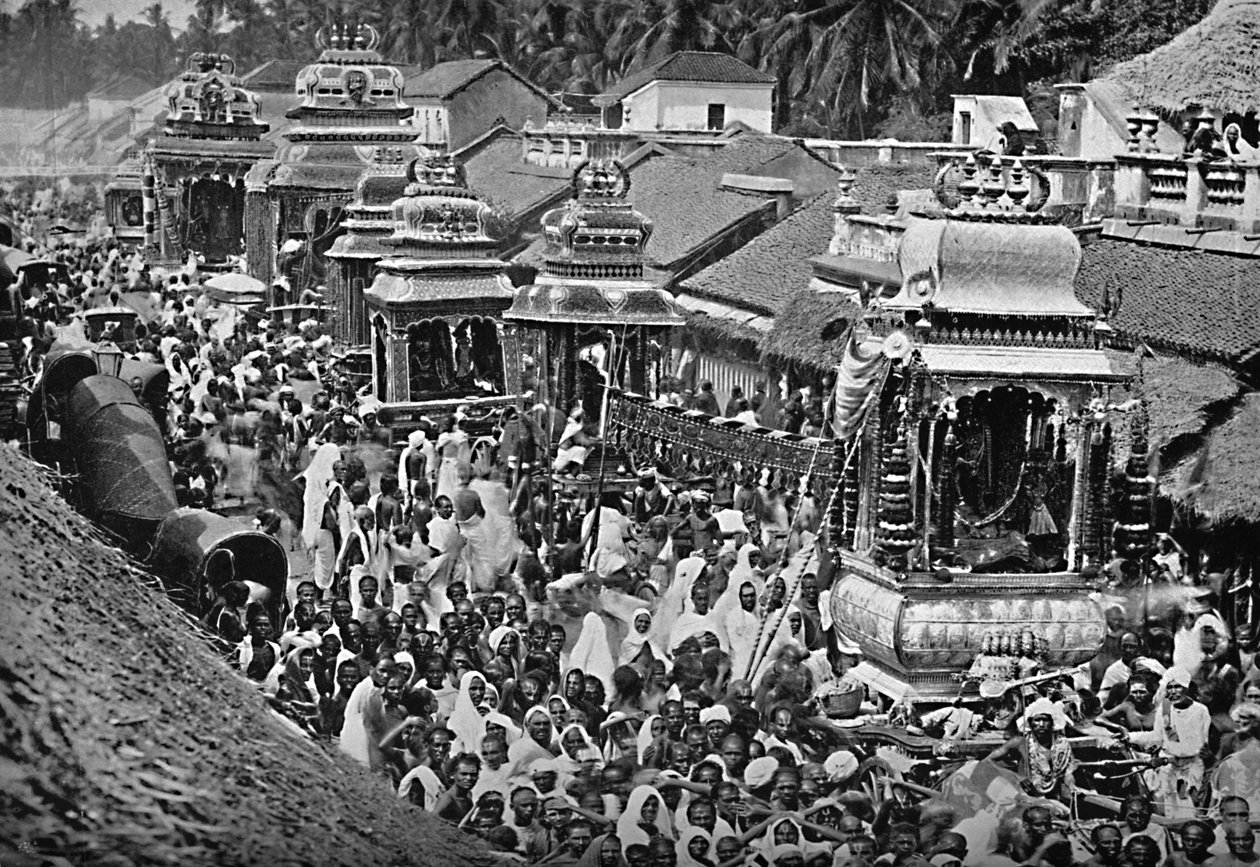 Une procession religieuse hindoue, Madras, 1902 - Wiele and Klein