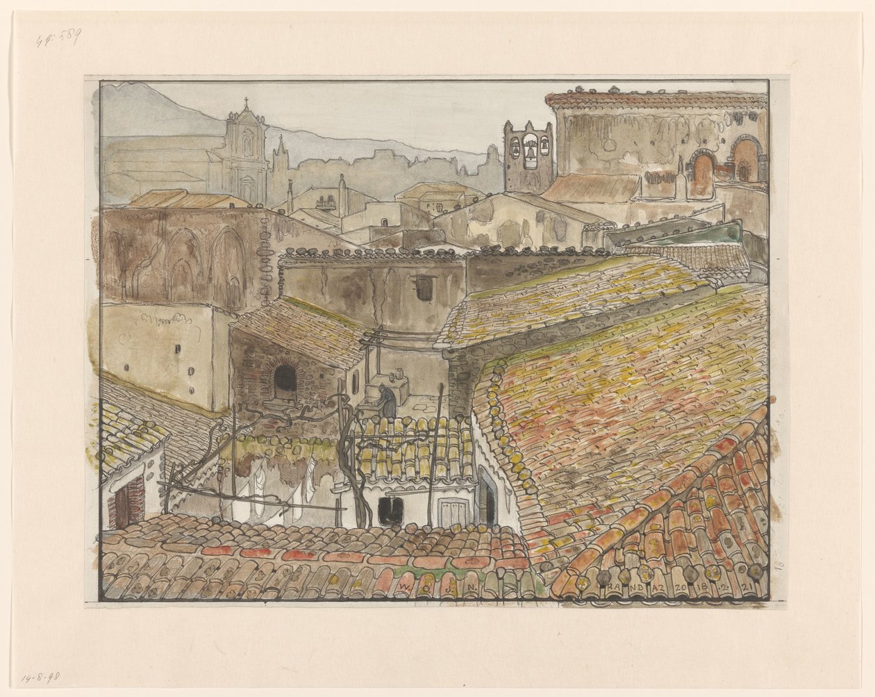 Vue de Randazzo, Sicile - Wijnand Otto Jan Nieuwenkamp