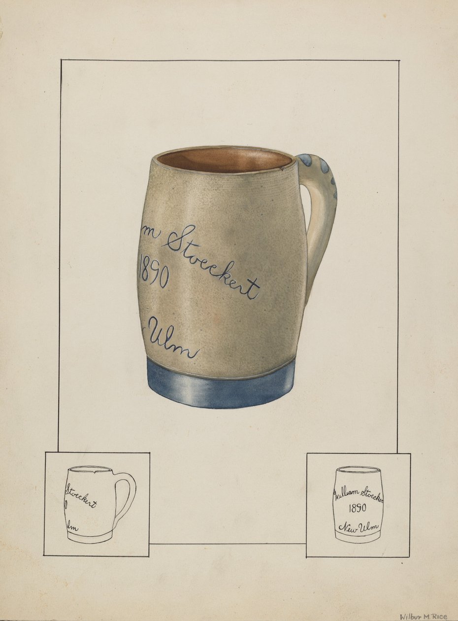 Chope de bière en terre cuite - Wilbur M Rice