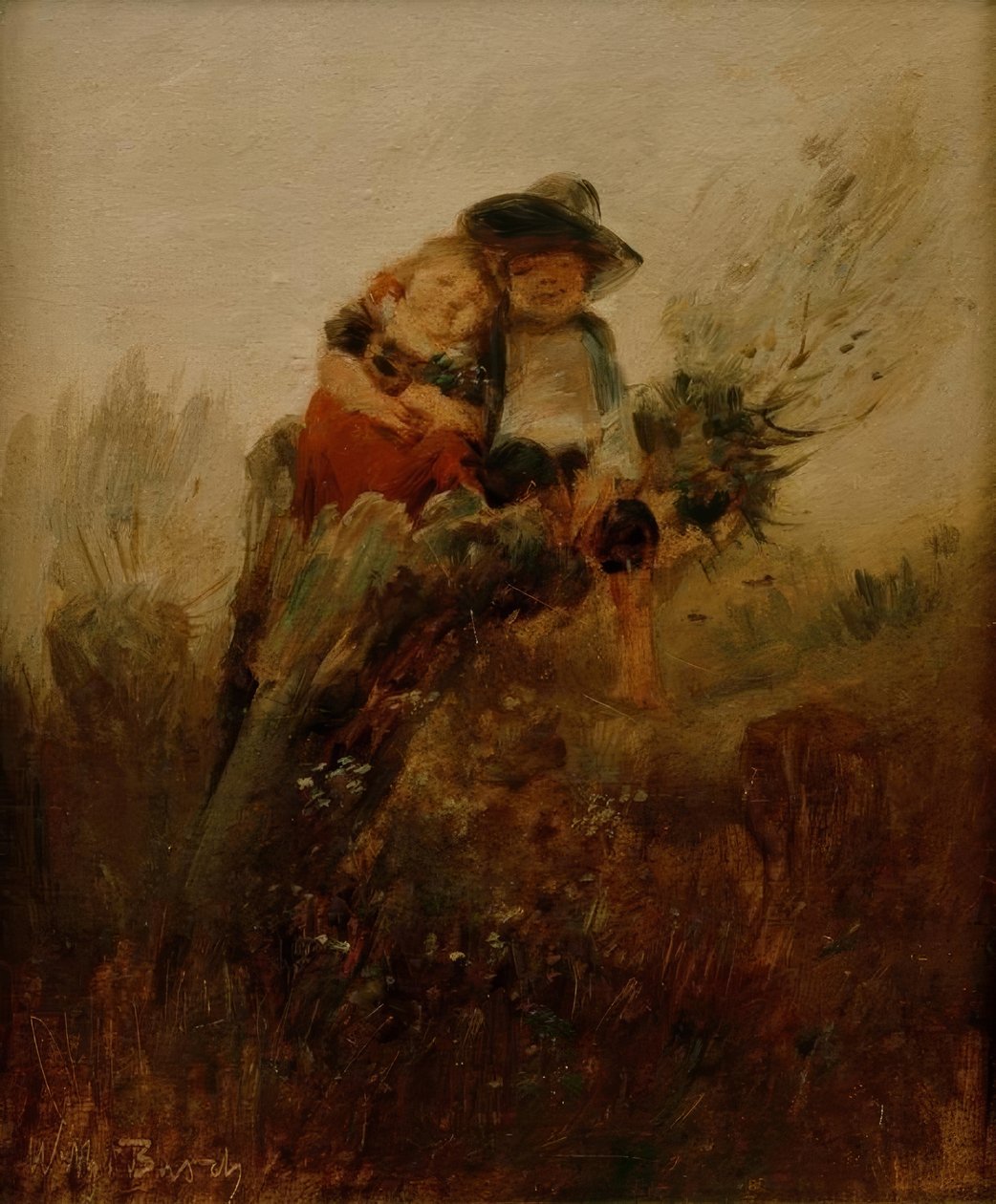 Enfants sur une souche de saule (Les Frères et Sœurs) - Wilhelm Busch