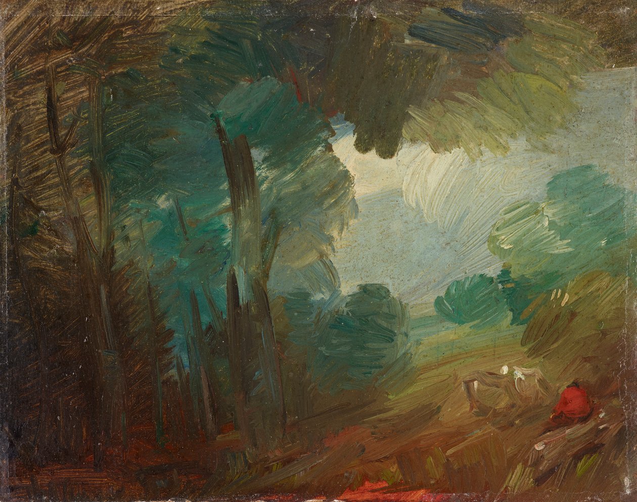 Paysage forestier avec vaches et paysans - Wilhelm Busch
