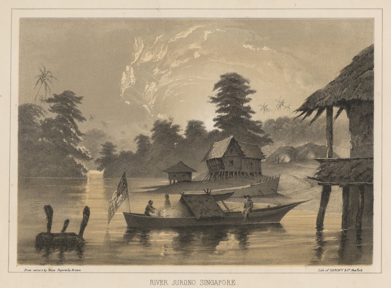 Rivière Jurono, Singapour, 1855 - Wilhelm Joseph Heine