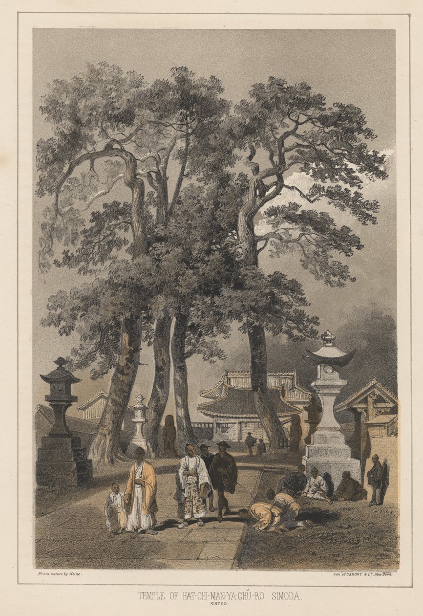 Temple de Hat-Chi-Man-Ya-Chu-Ro, Simoda (Sintoo) - Wilhelm Joseph Heine