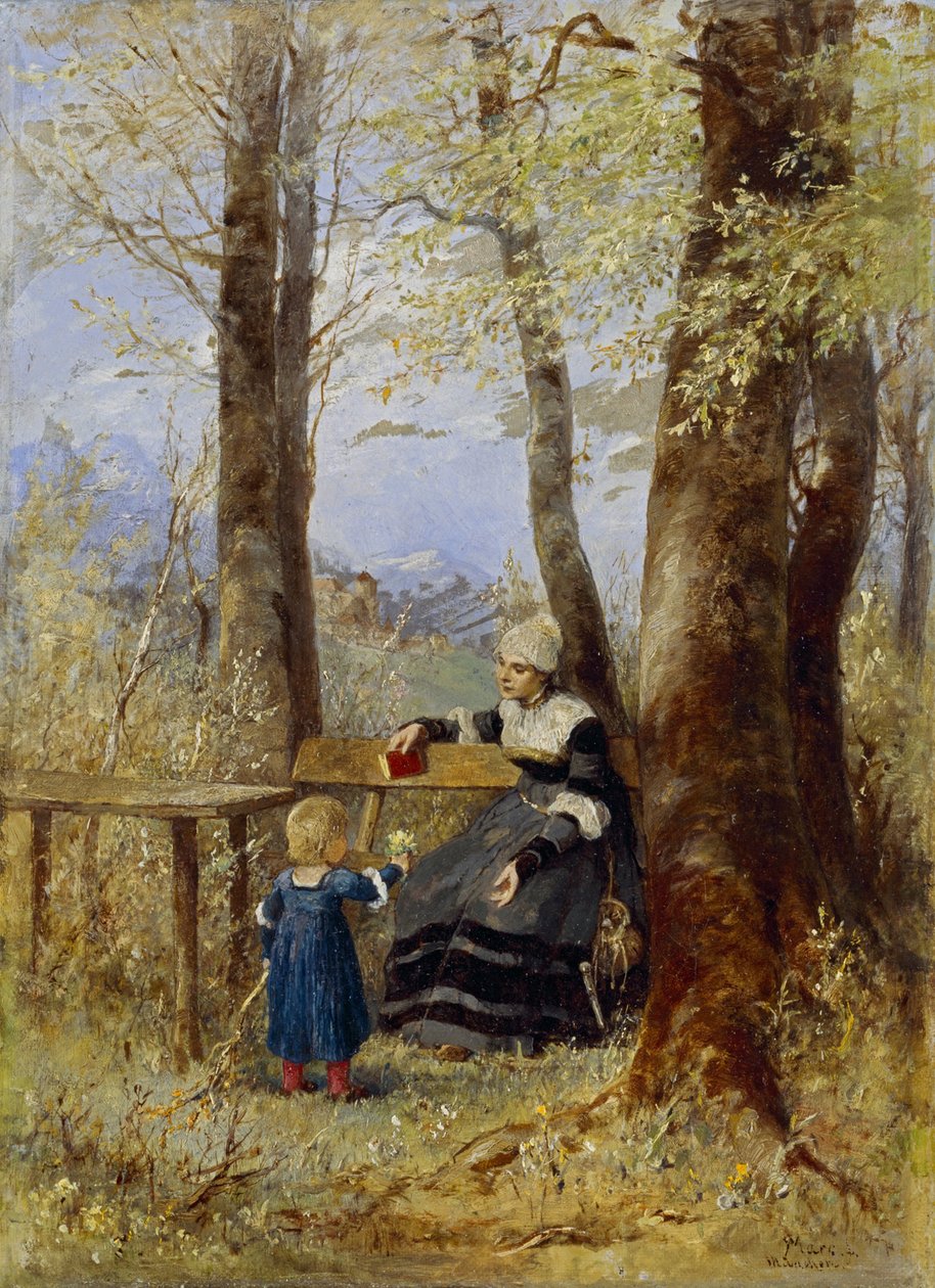 Mère avec enfant dans un paysage printanier - Wilhelm Marc