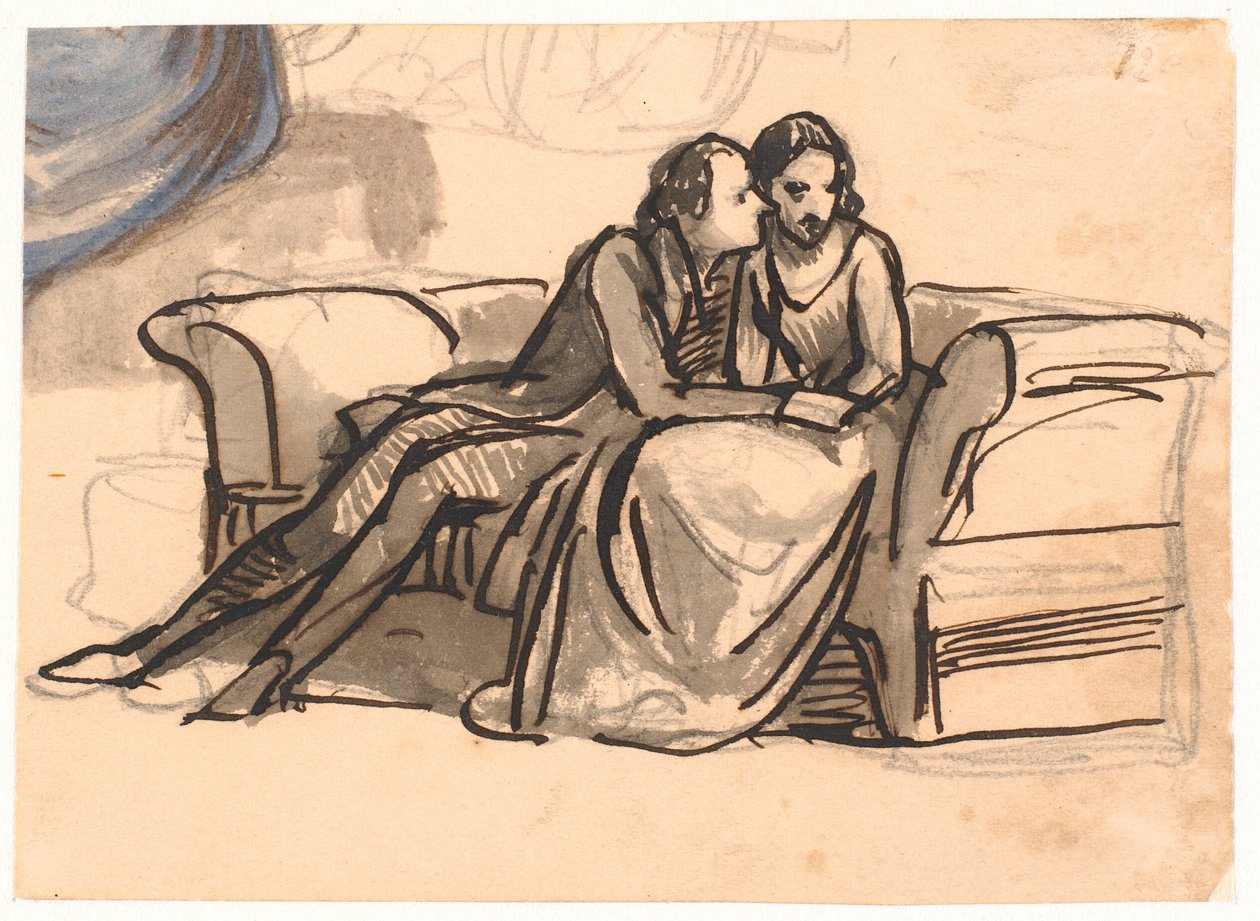 Un couple assis sur un canapé - Wilhelm Marstrand