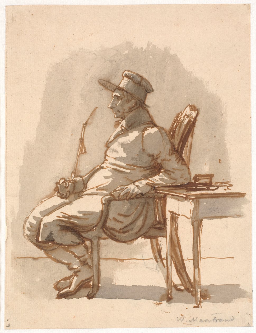Homme avec pipe et casquette. L