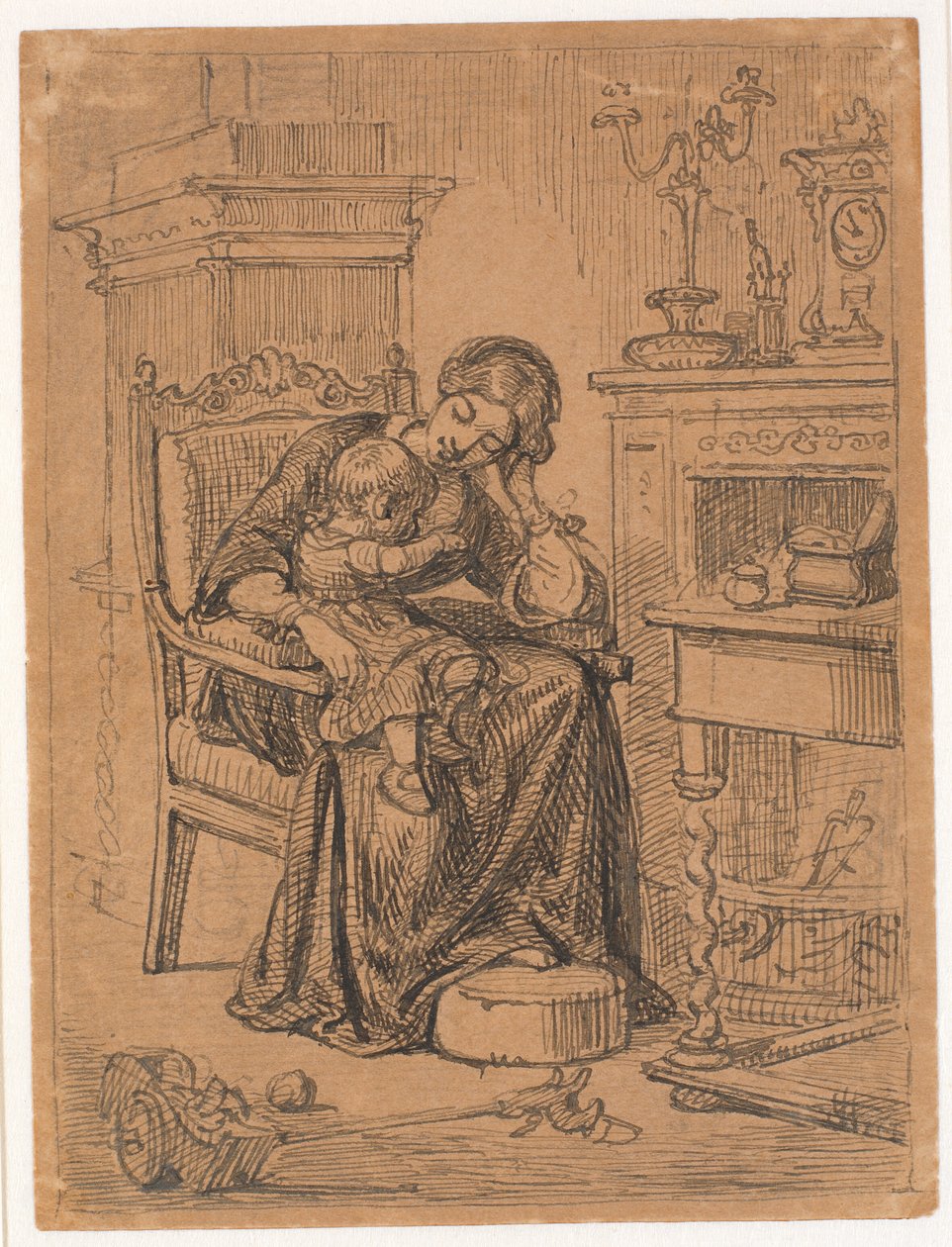 Mère et fils. Intérieur - Wilhelm Marstrand