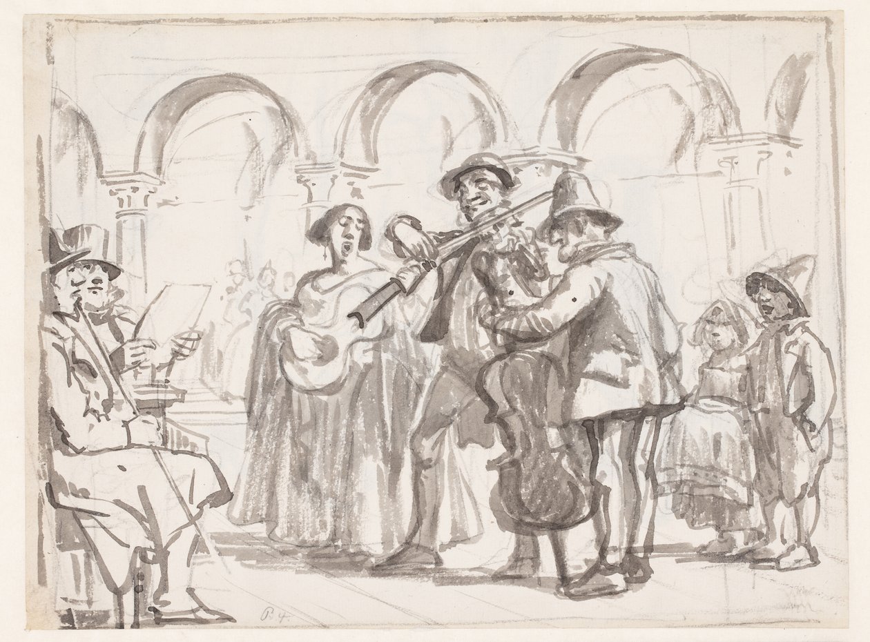 Le musicien sur la place Saint-Marc, Venise - Wilhelm Marstrand