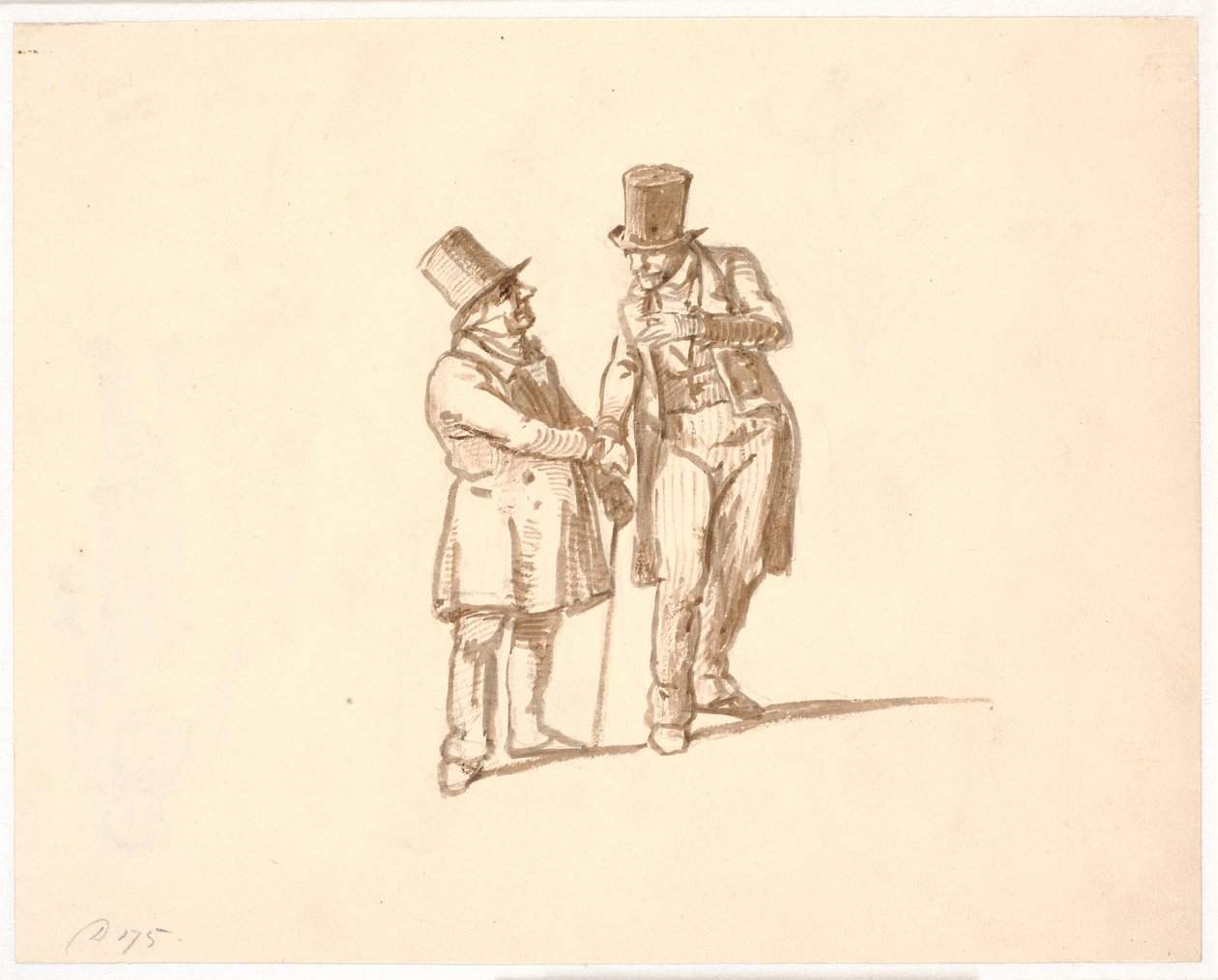 Deux messieurs en hauts-de-forme discutent ensemble - Wilhelm Marstrand