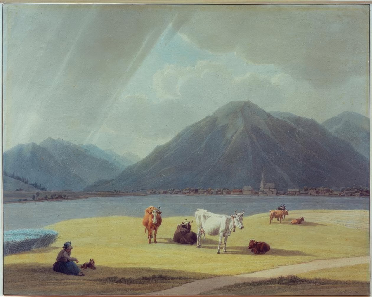 Paysanne avec bétail devant Rottach-Egern - Wilhelm von Kobell