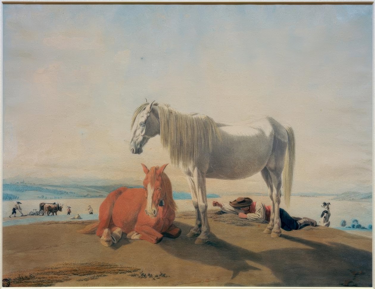 Chevaux paissant au lac de Starnberg - Wilhelm von Kobell