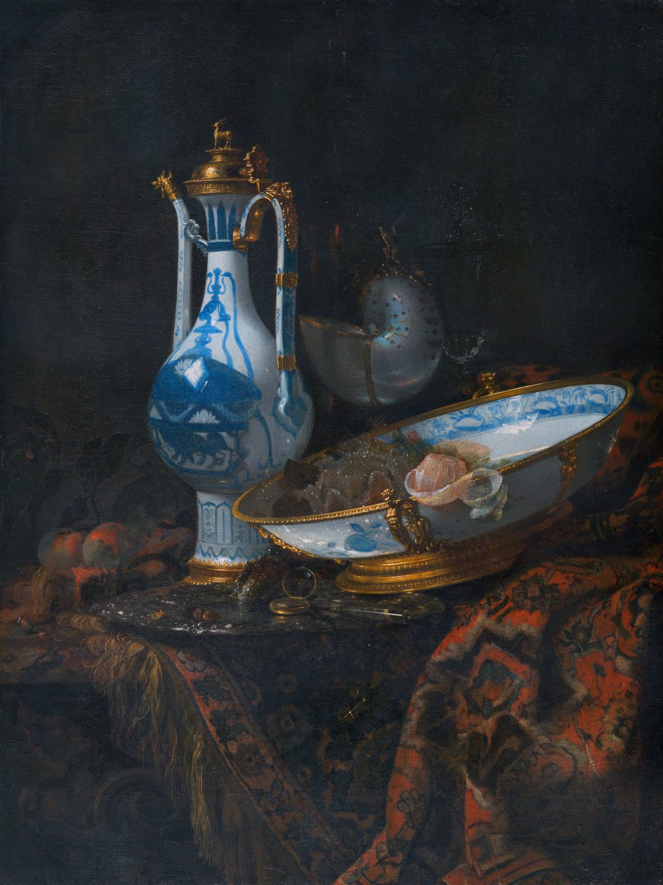 Nature morte avec un aquamanile, des fruits et une coupe de nautile - Willem Kalf