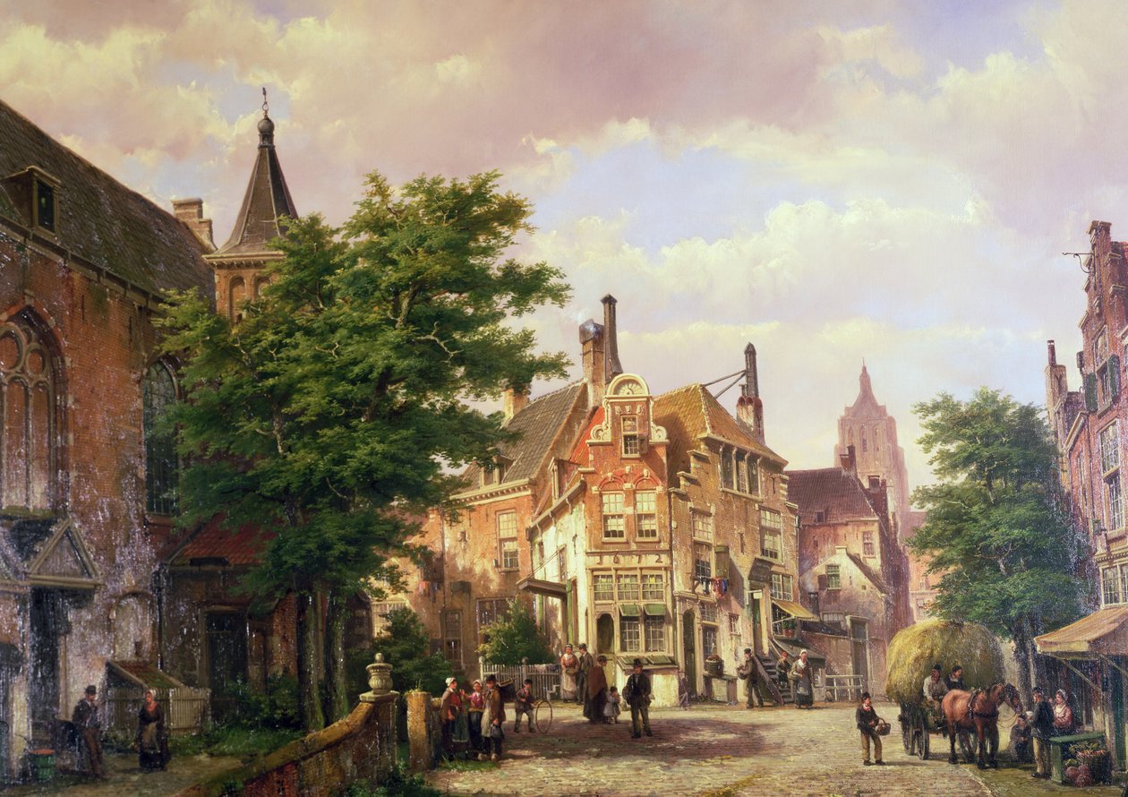 Figures à un carrefour à Amsterdam - Willem Koekkoek