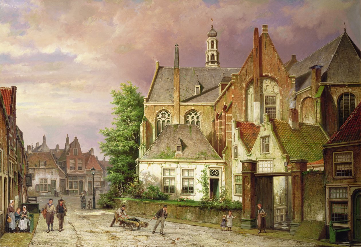 Deux hommes avec une charrette - Willem Koekkoek