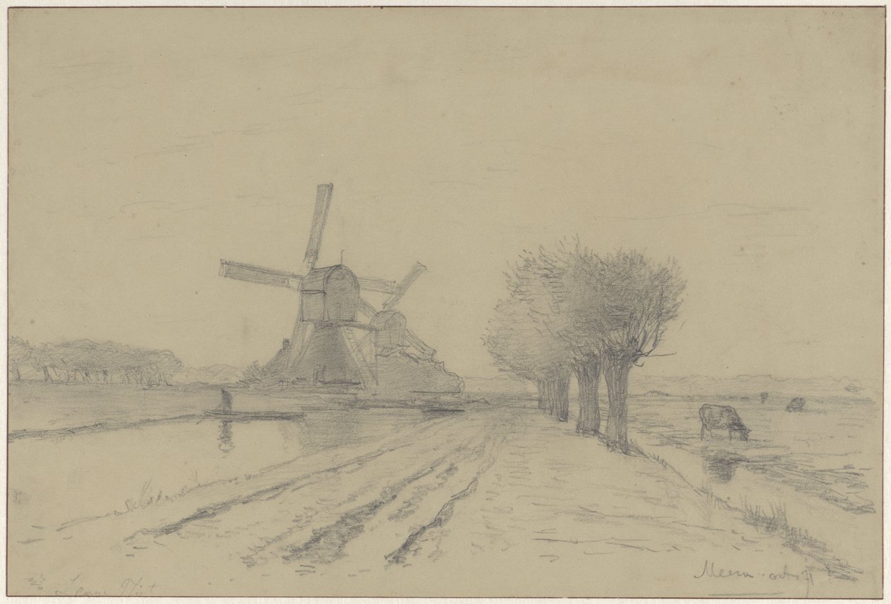 Le Moulin Rouge et le Moulin à écluses sur le canal le long de Meentweg à De Meern - Willem Roelofs