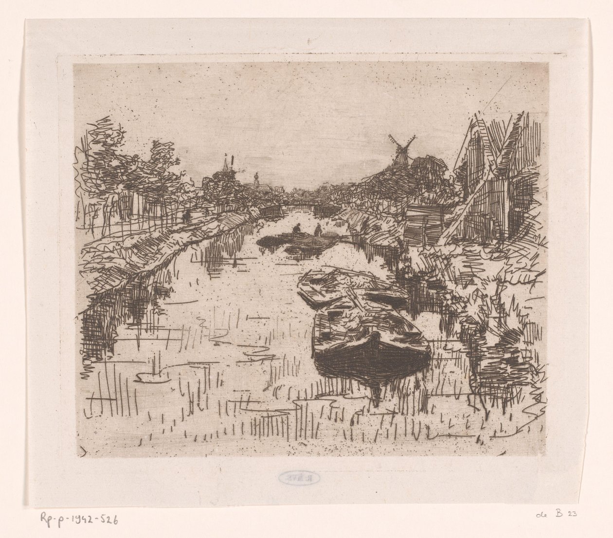 Canal avec bateaux - Willem Bastiaan Tholen