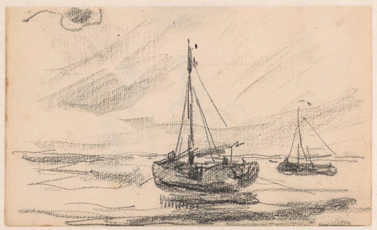 Deux bateaux de pêche en mer - Willem Bastiaan Tholen