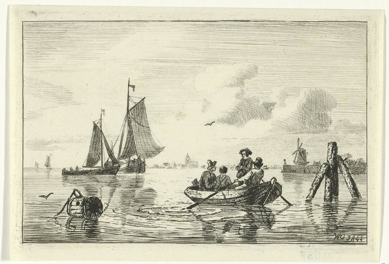 Quatre hommes dans une barque - Willem Gruyter jr.