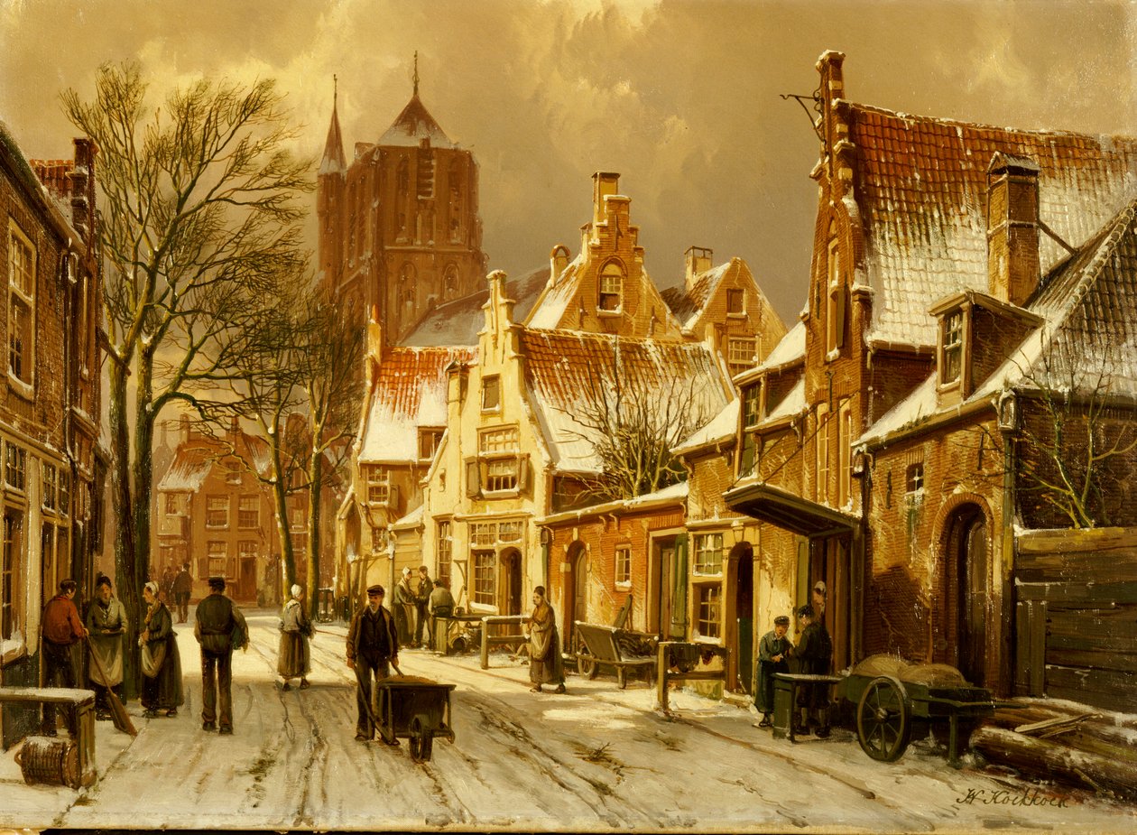 Scène de rue en hiver - Willem Koekkoek