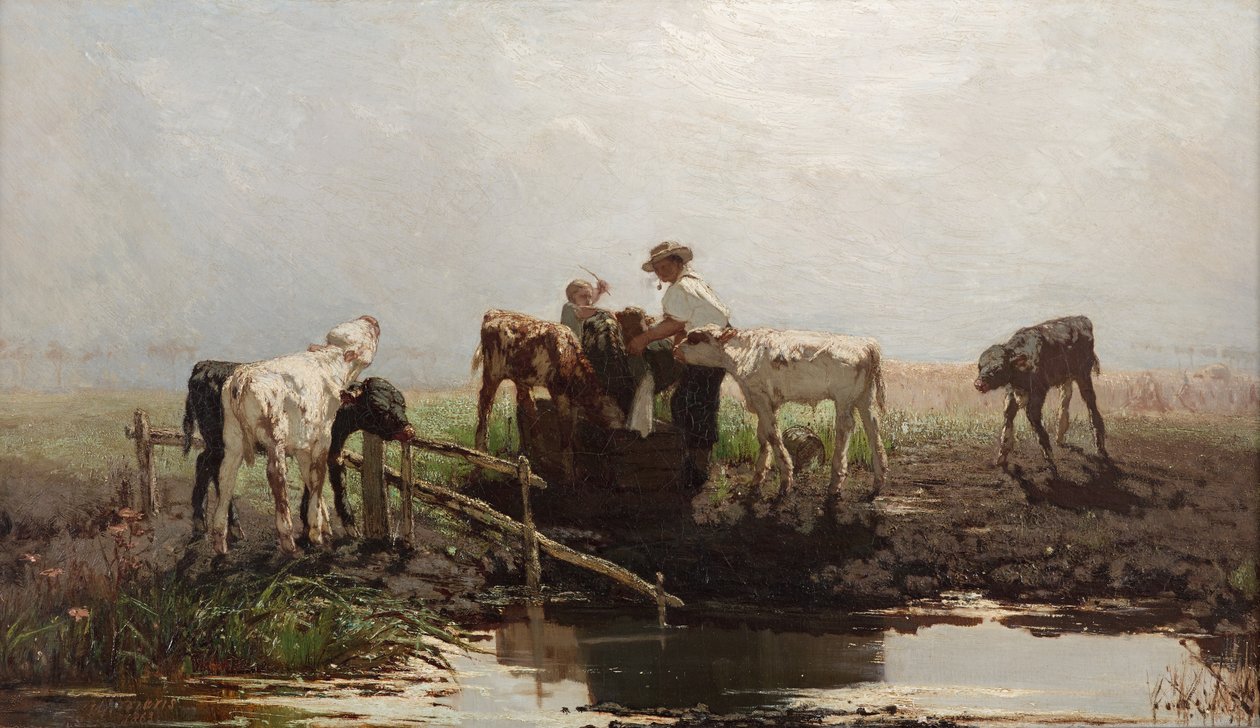Veaux à un étang, 1863 - Willem Maris