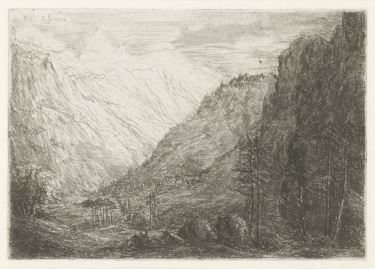 Vue sur une vallée montagneuse - Willem Matthias Jan van Dielen