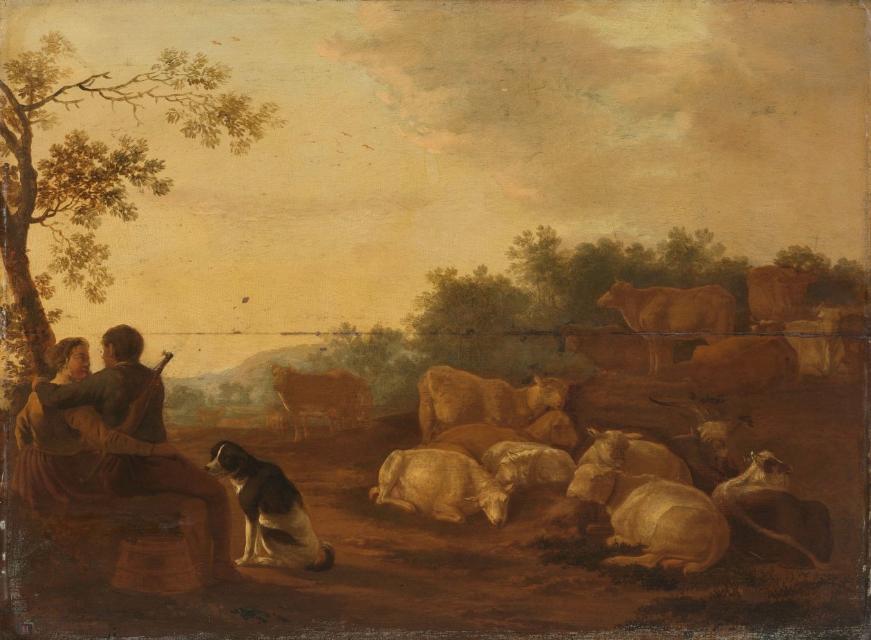 Paysage avec berger, bergère et bétail - Willem Ossenbeeck