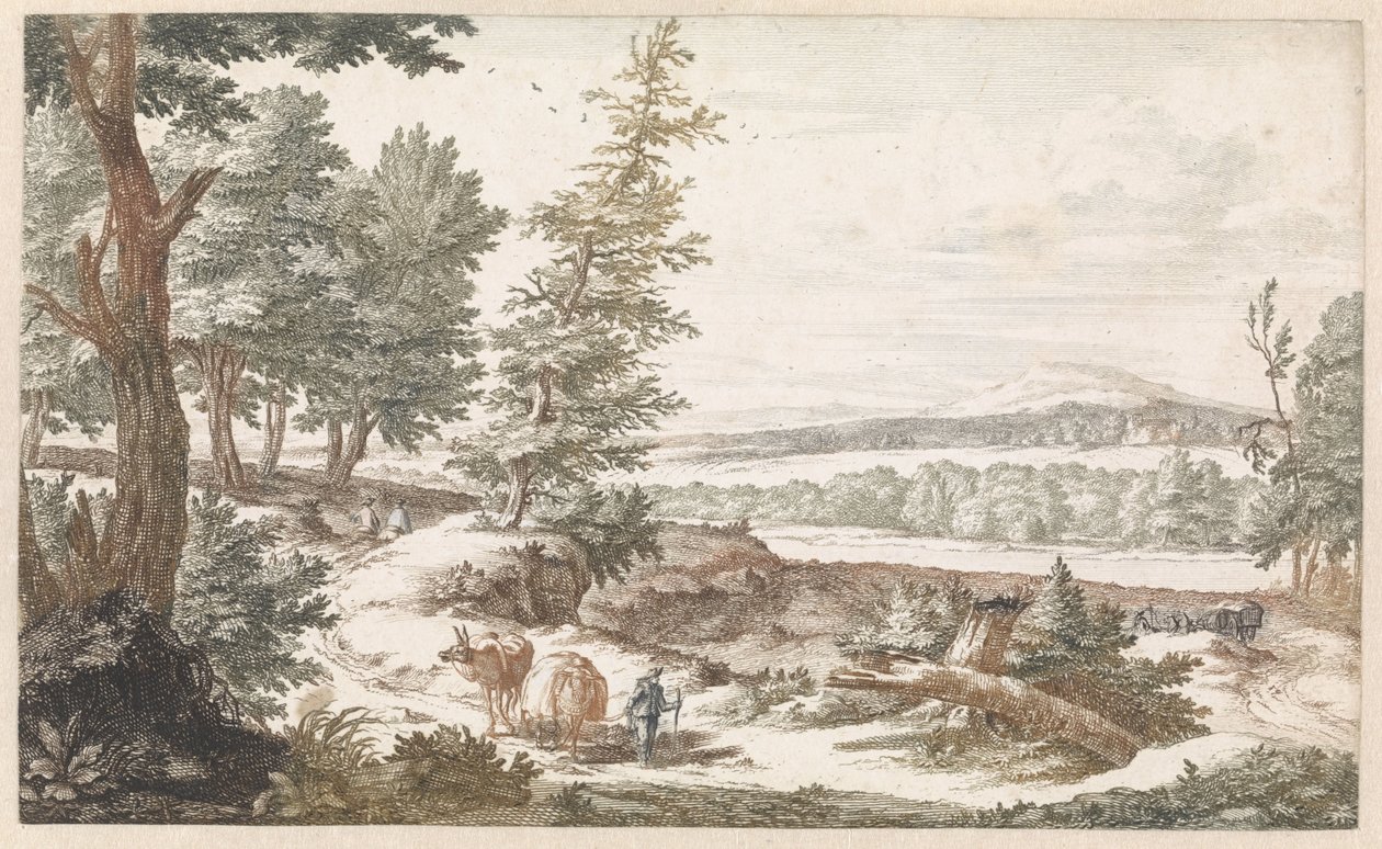Paysage avec des ânes sur un chemin - Willem Swidde