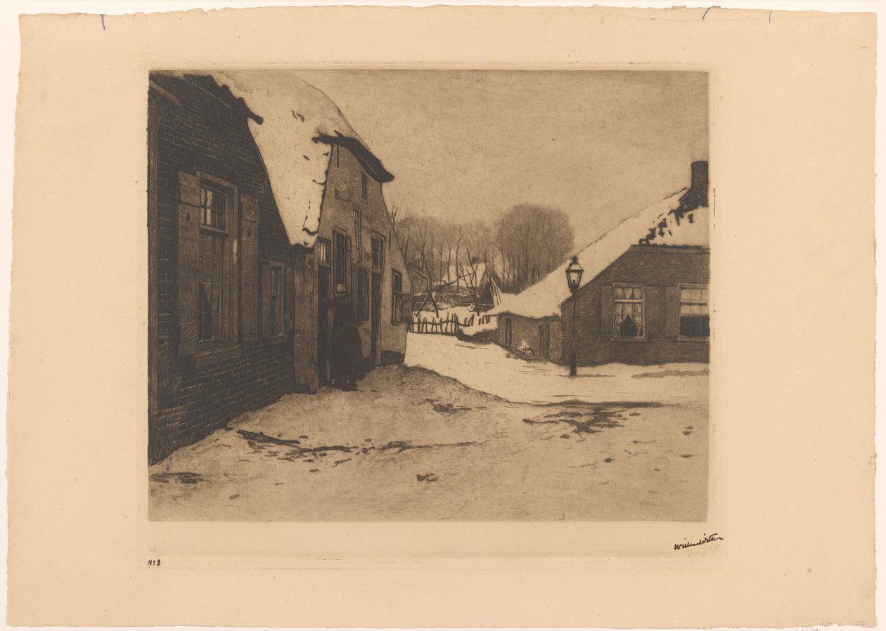 Maisons enneigées à Ede - Willem Witsen (signed by artist)