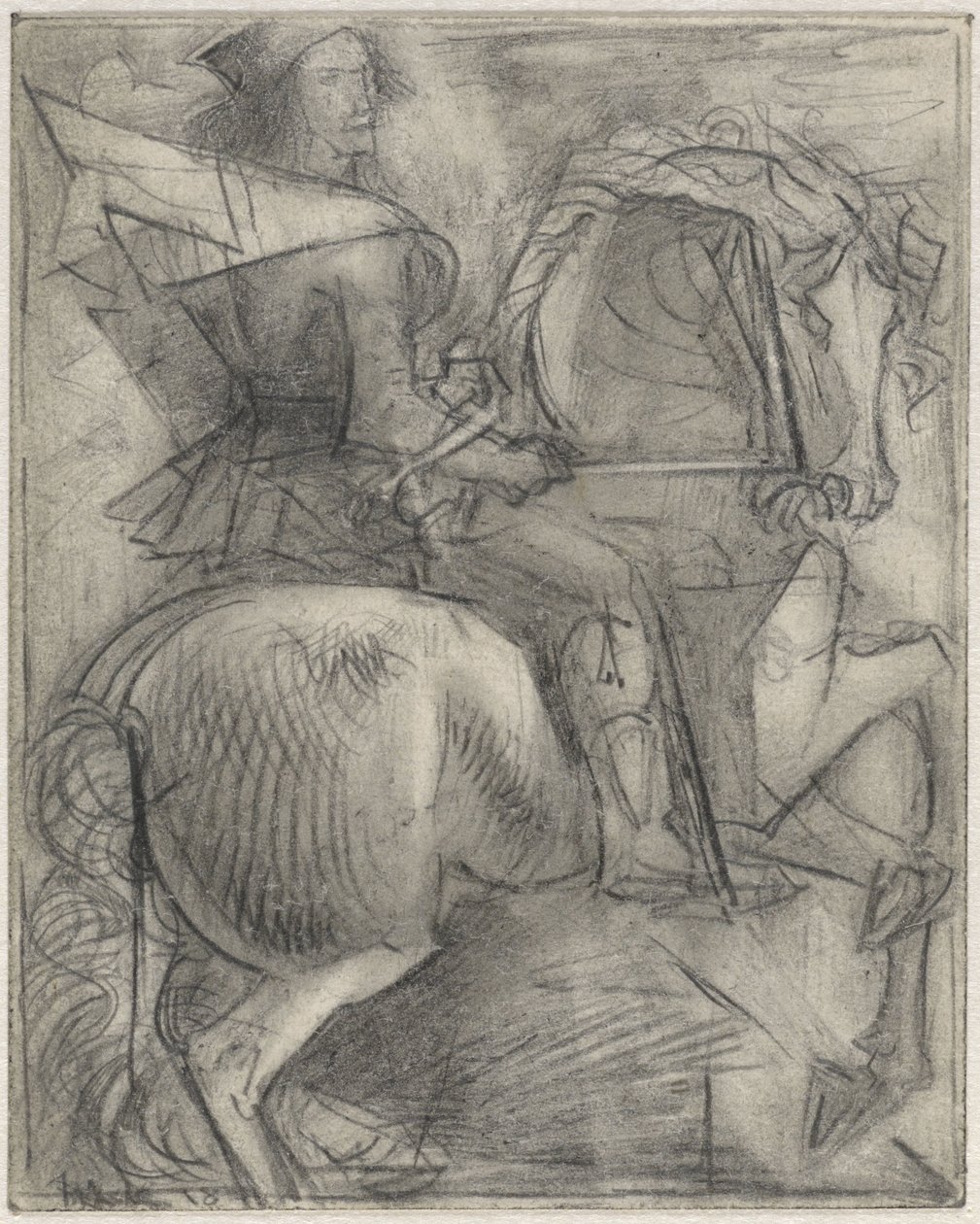 Homme sur un cheval cabré - Willem van Konijnenburg