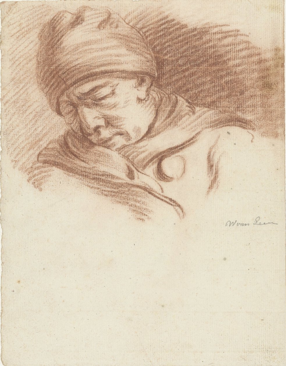 Homme endormi avec bonnet (autoportrait ?) - Willem van Leen