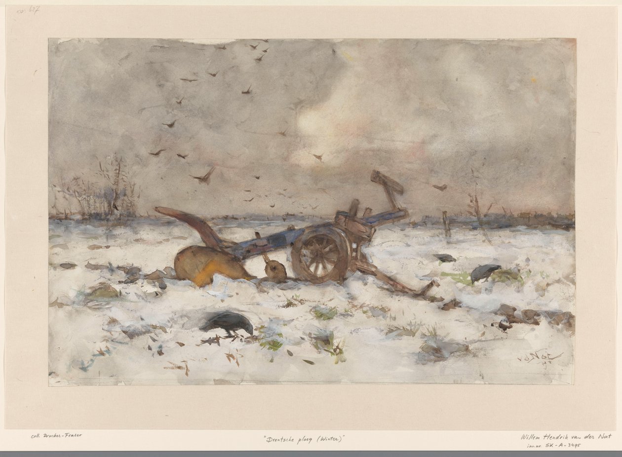 Charrue sur un champ enneigé - Willem van der Nat