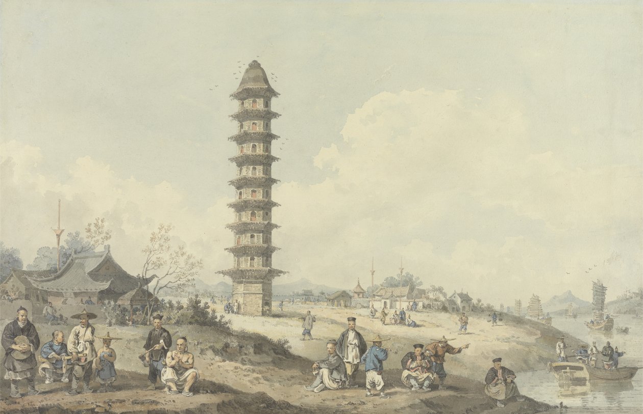 Ville de Lin Tsin, Shantung, avec vue sur le grand canal - William Alexander