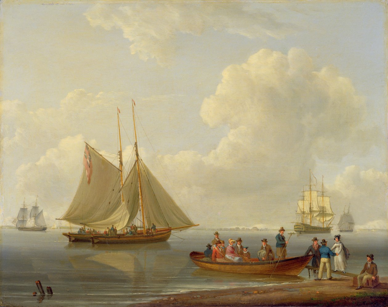 Un Wherry Emmenant des Passagers vers Deux Paquebots Ancrés, 1825 - William Anderson