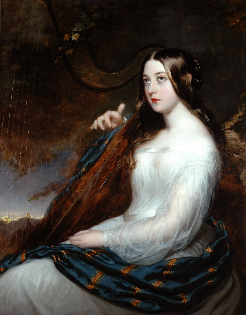 Sarah Curran jouant de la harpe - William Beechey
