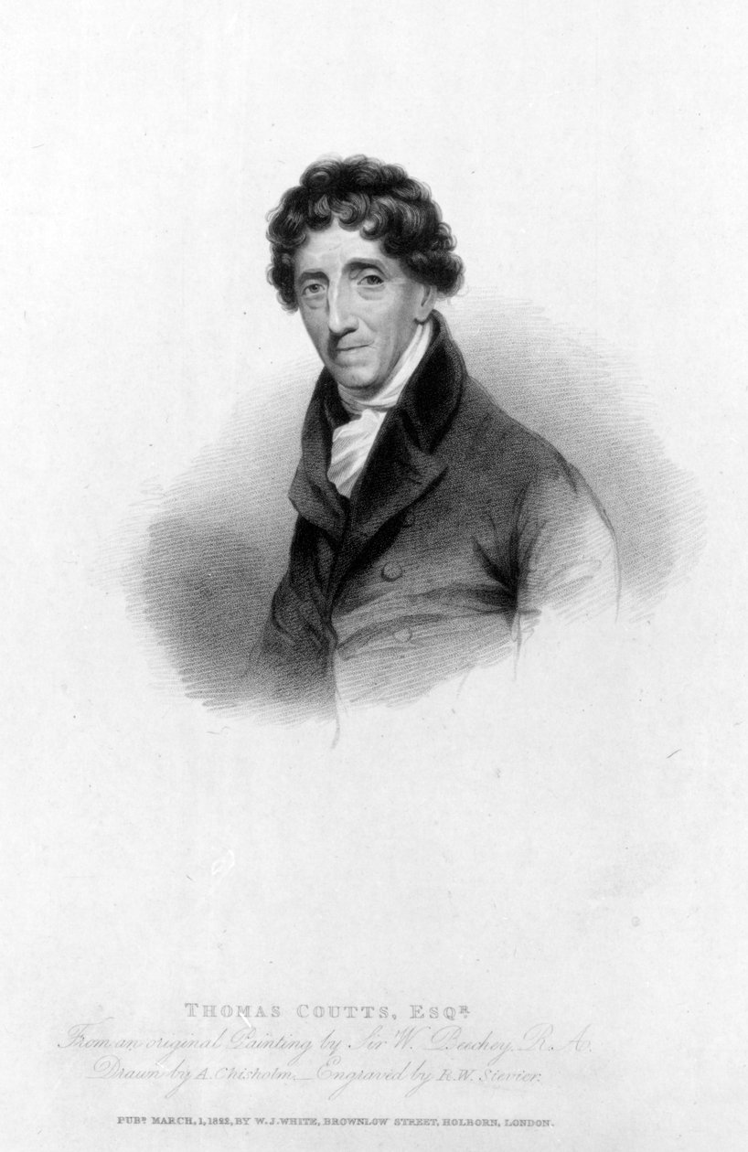 Thomas Coutts, Esq. dessiné par A. Chisholm et gravé par R.W. Sievier, 1822 - William Beechey