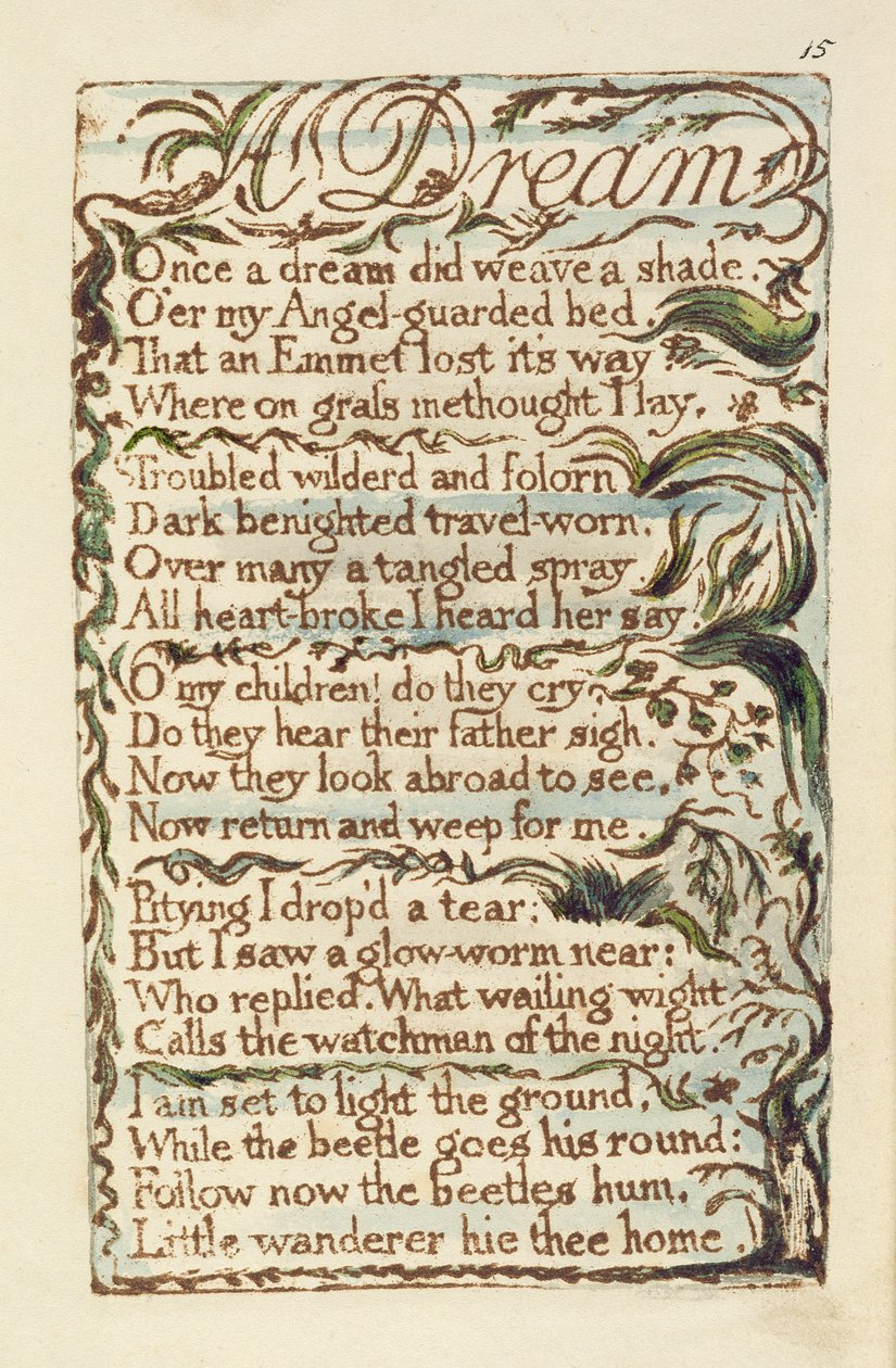 Un rêve illustration de Songs of Innocence and of Experience (Bentley Copy L) pl.15 (Bentley 26) - William Blake