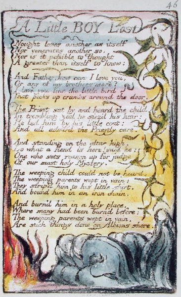 Un Petit Garçon Perdu, planche 46 (Bentley 50) de Songs of Innocence and of Experience (Bentley Copy L) 1789-94 - William Blake