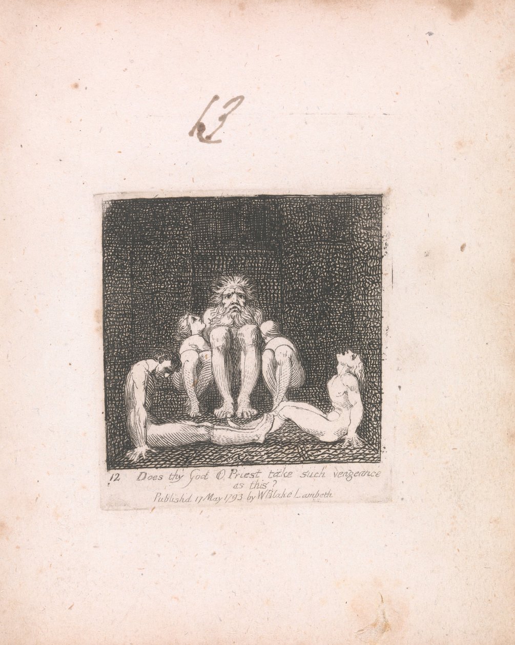 Pour les enfants. Les Portes du Paradis, Planche 14, Ton Dieu, Ô Prêtre, prend-il une telle vengeance - William Blake