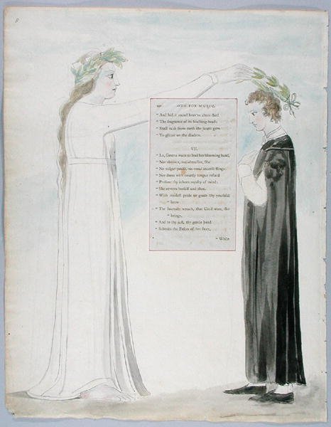 Ode pour la musique, design 100 de Les Poèmes de Thomas Gray, 1797-98 - William Blake