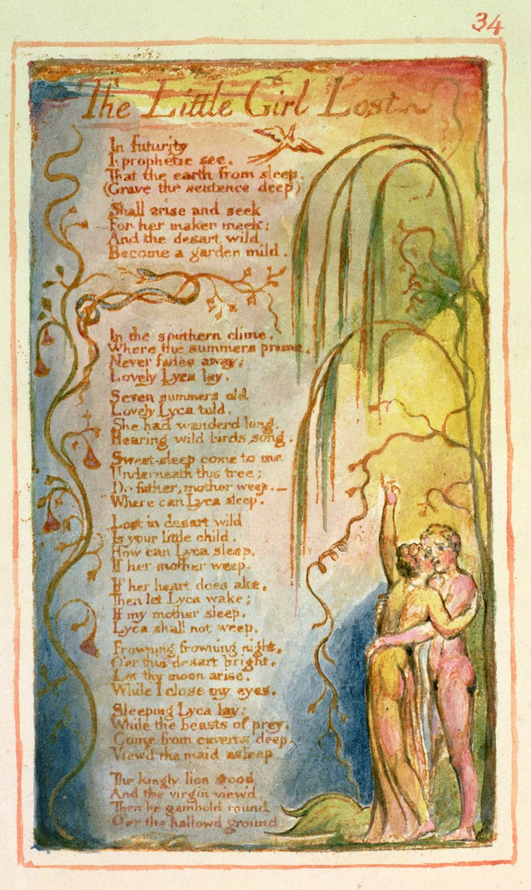 La petite fille perdue : planche 34 de Songs of Innocence and of Experience (copie AA) c.1815-26 - William Blake
