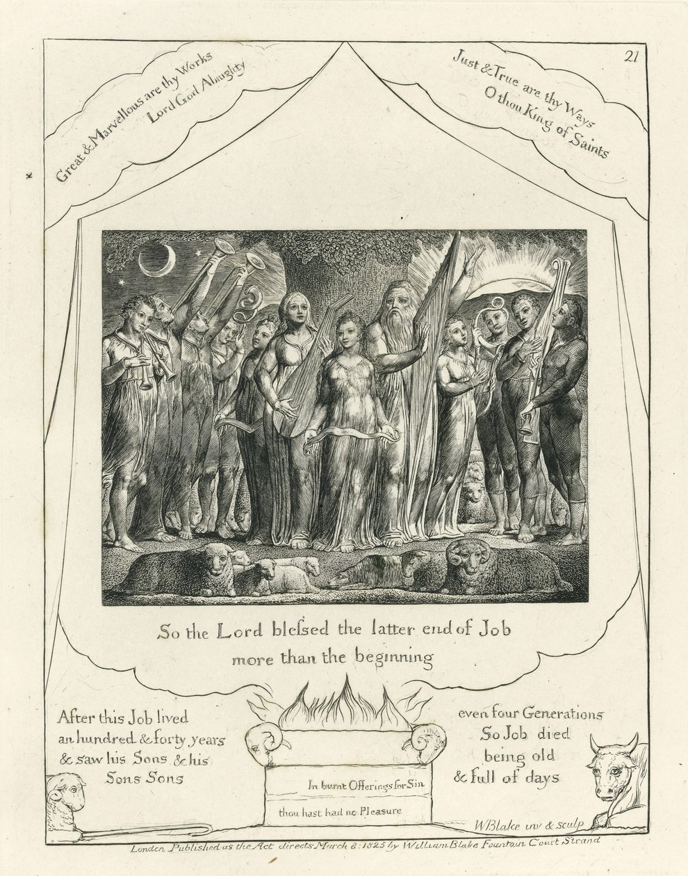 Planche 21, Job et sa Femme Rétablis dans la Prospérité, illustration du 