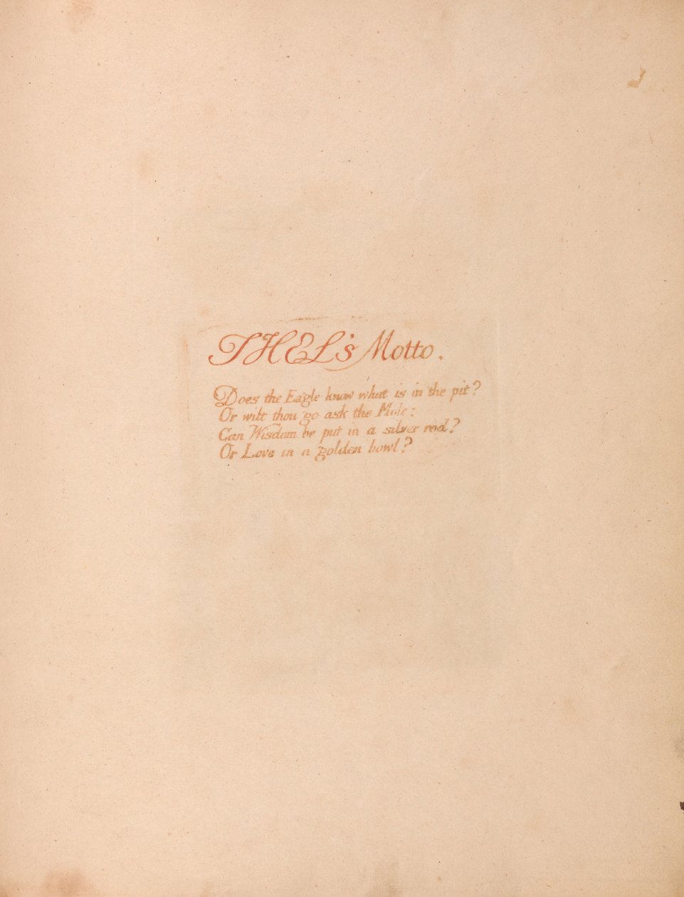 Le Livre de Thel, Planche 1, La Devise de Thel . . . . - William Blake