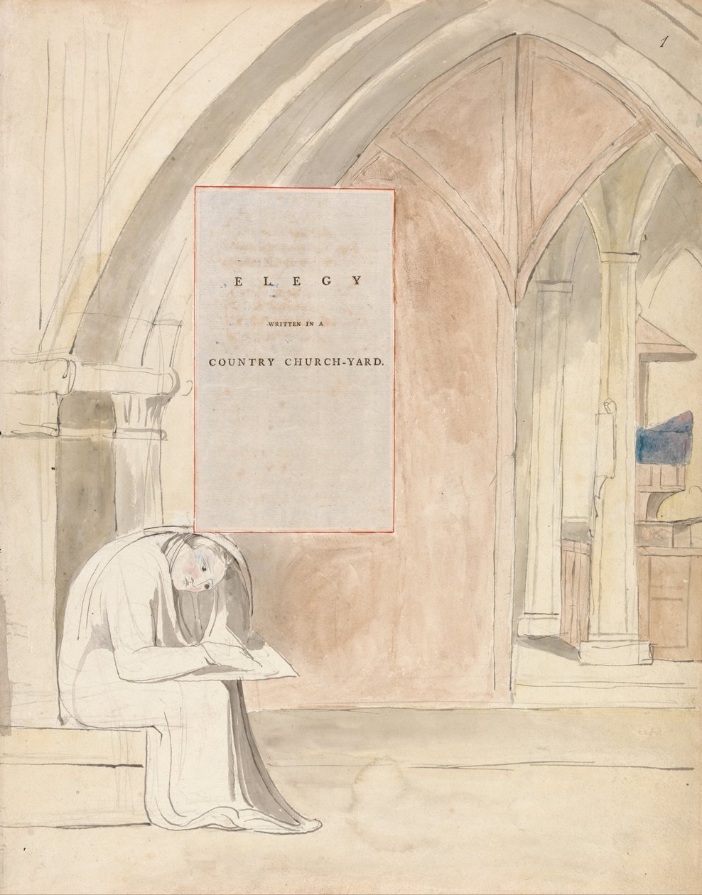 Les Poèmes de Thomas Gray, Design 105, Élégie Écrite dans un Cimetière de Campagne - William Blake