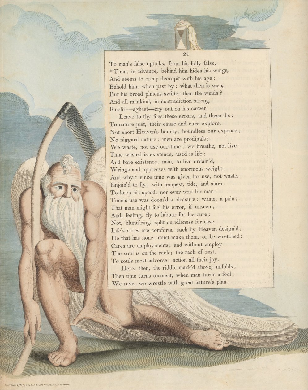 Les pensées nocturnes de Young, Page 24, Le temps, en avance, cache ses ailes derrière lui - William Blake