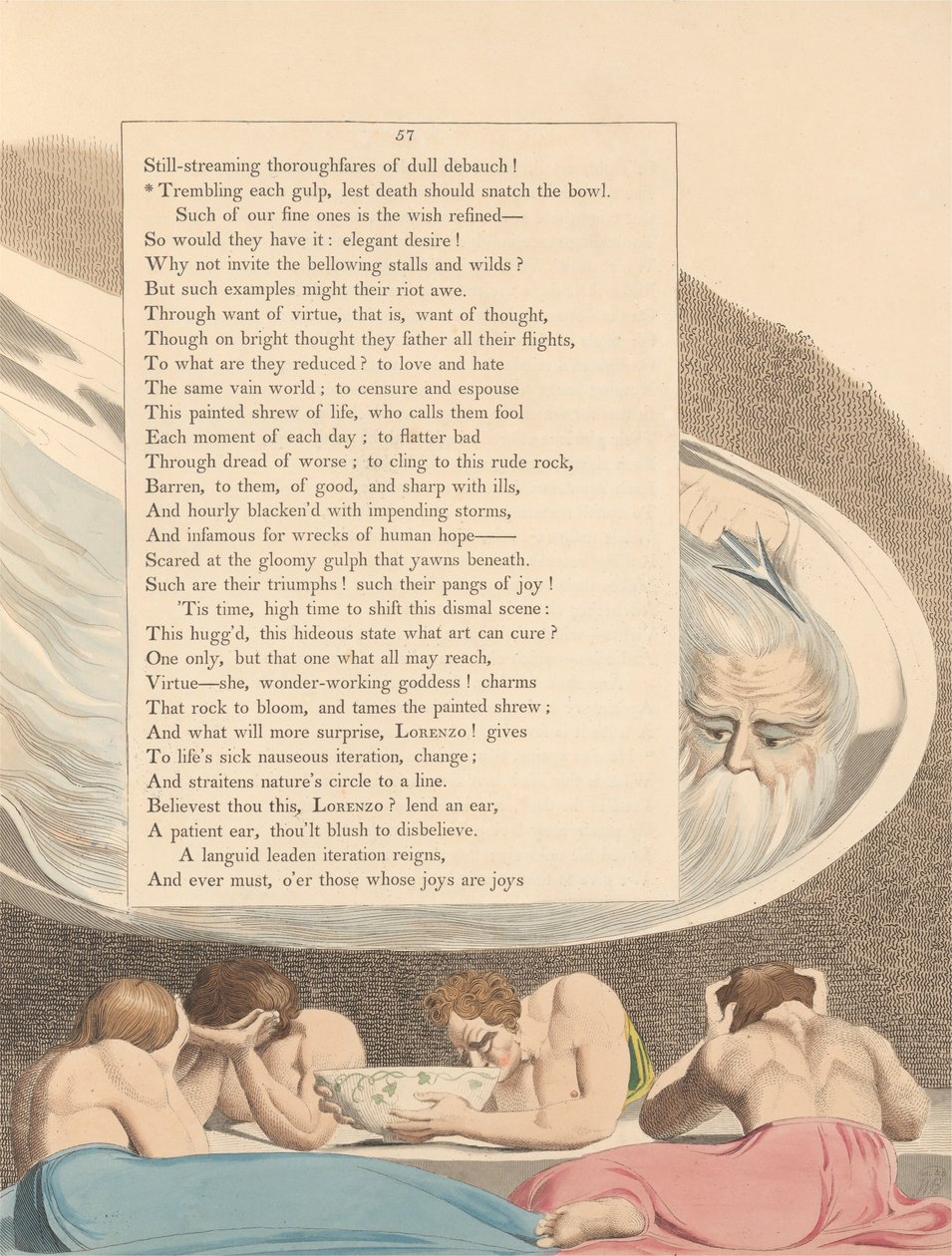 Les pensées nocturnes de Young, Page 57, Tremblant à chaque gorgée, de peur que la mort ne saisisse le bol - William Blake