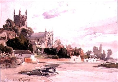 Cathédrale de Worcester : vue depuis la rivière - William Callow