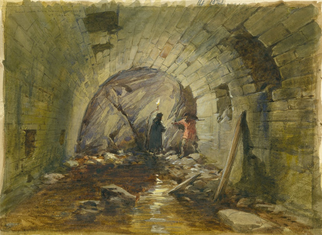 Tunnel sous la Via Dolorosa, Jérusalem, 1869 - William Crimea Simpson
