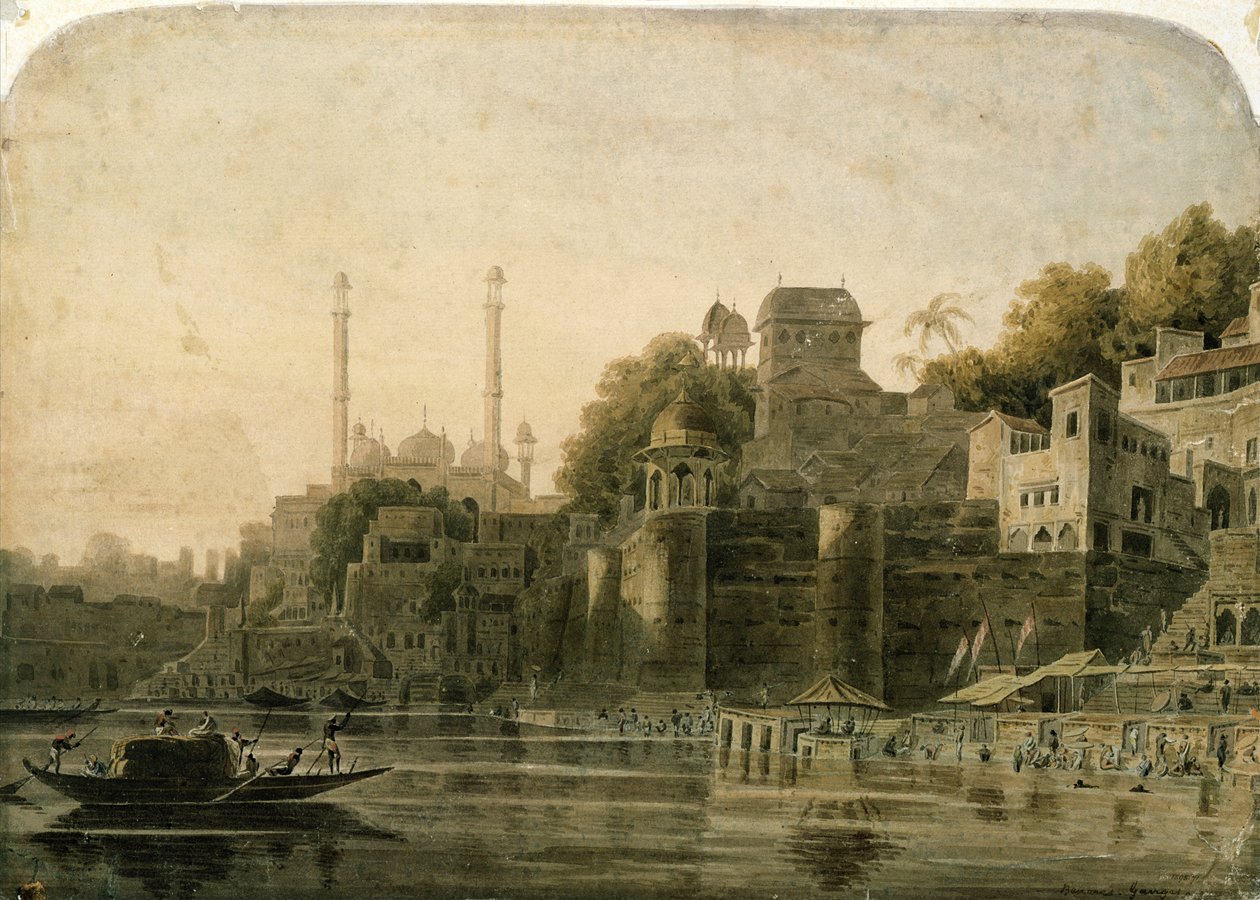 Scène de baignade au ghat sur le Gange - William Daniell